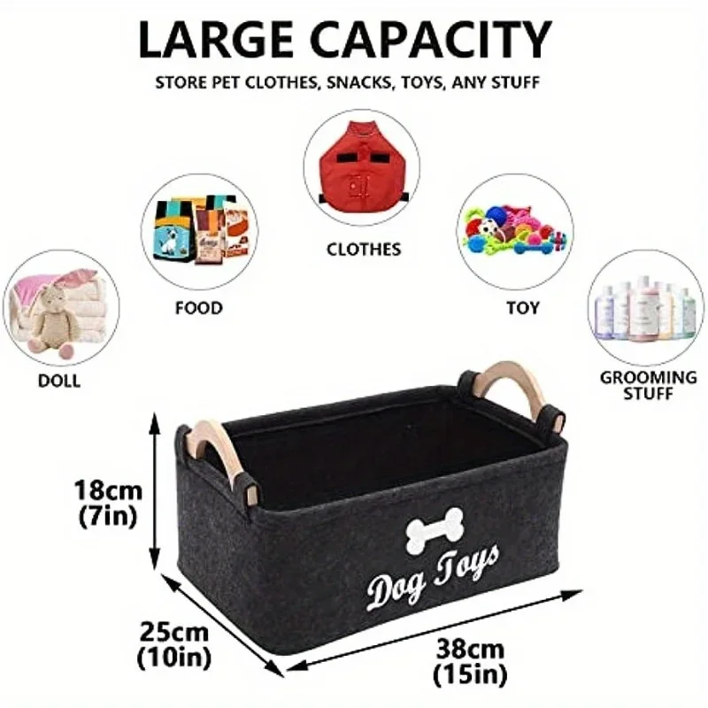1pc Felt Pet Toy Box, Dog Toy  - Food Storage With Dividers recension och pris