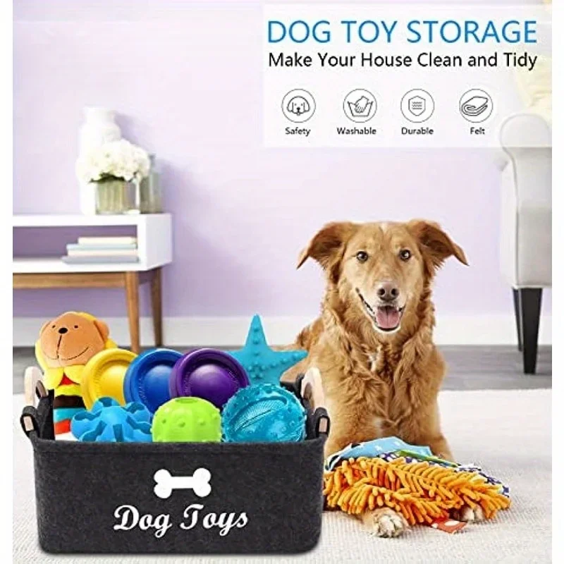 1pc Felt Pet Toy Box, Dog Toy  - Food Storage With Dividers recension och pris